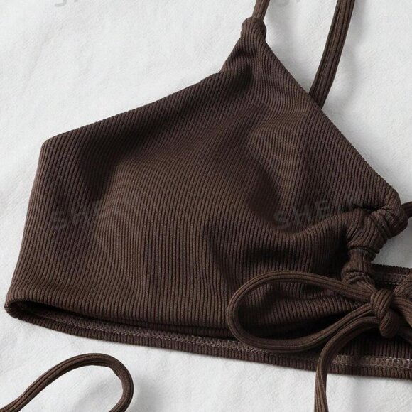 Swim Ruched Knot Tie Side Bikini Swimsuit - Picture 3 of 3